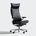 Ergonomiczny fotel biurowy, ze skóry, kolor: czarny