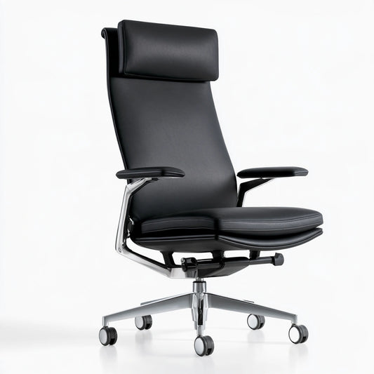 Ergonomiczny fotel biurowy, ze skóry, kolor: czarny
